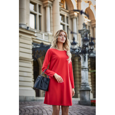 S137 Sukienka rozkloszowana - czerwona