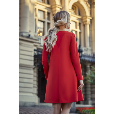 S137 Sukienka rozkloszowana - czerwona