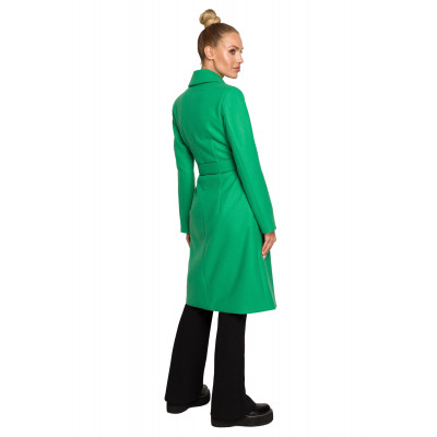 M708 Płaszcz o klasycznym kroju z paskiem - soczysta zieleń