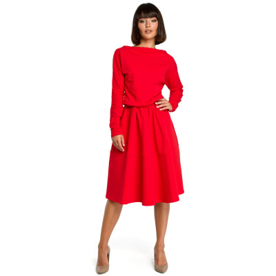 B087 Sukienka rozkloszowana - czerwona