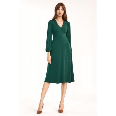 Klasyczna zielona sukienka midi - S194